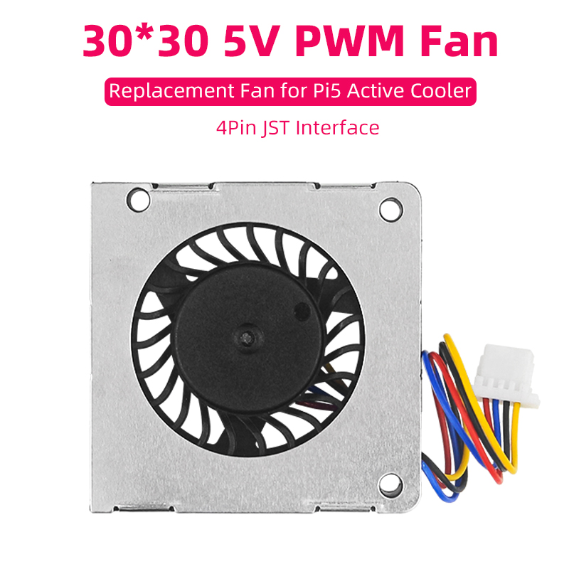 Raspberry Pi Water Cooling Kit - Raspberry Pi พัดลม5 PWM, พัดลมอะไหล่แบบปรับได้ความเร็ว30*30พัดลมสำหรับ Pi5แอคทีฟคูลเลอร์4Pin