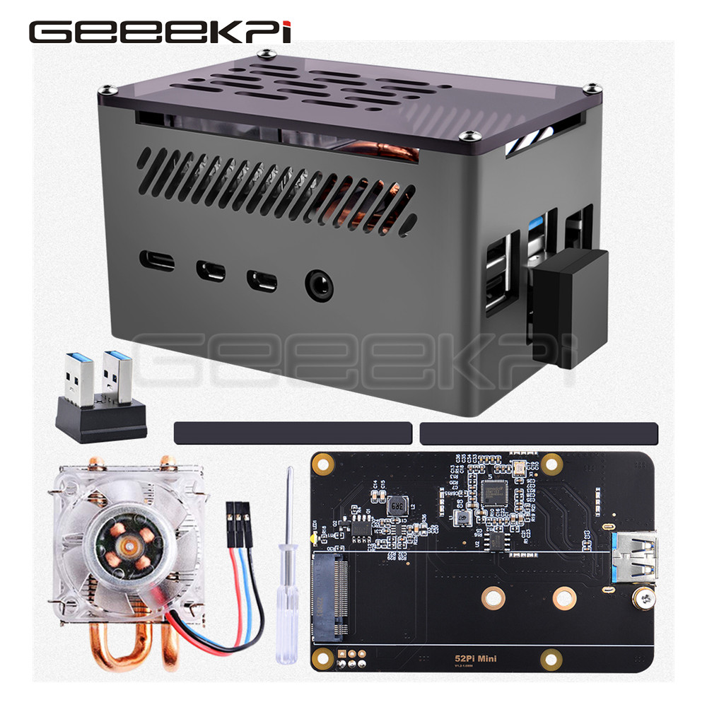 Argon One V3 M.2 Nvme Case - GeeekPi อลูมิเนียมอิฐสีดำเปลือก M.2 Sata SSD Mini